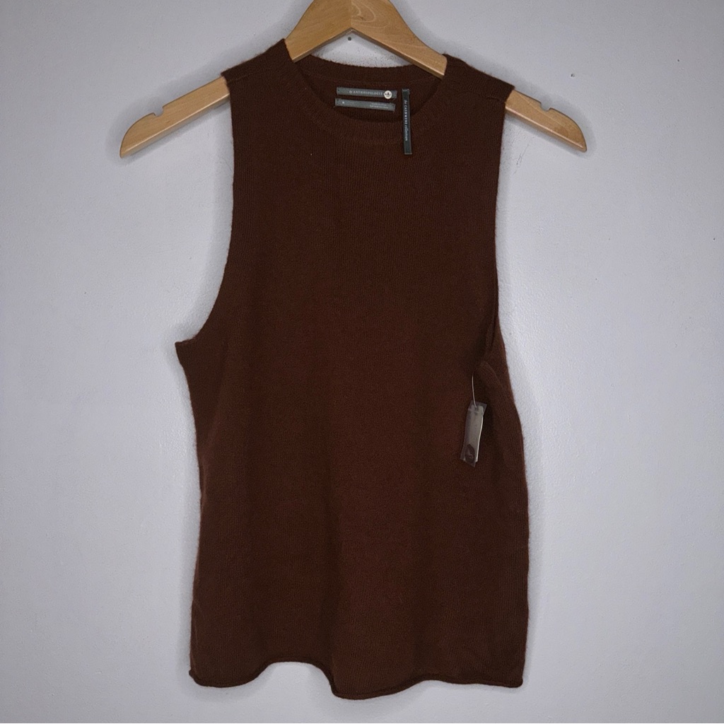 Anthropologie M The Cashmere Collection Cedar Brown Sleeveless Sweater Cp2006